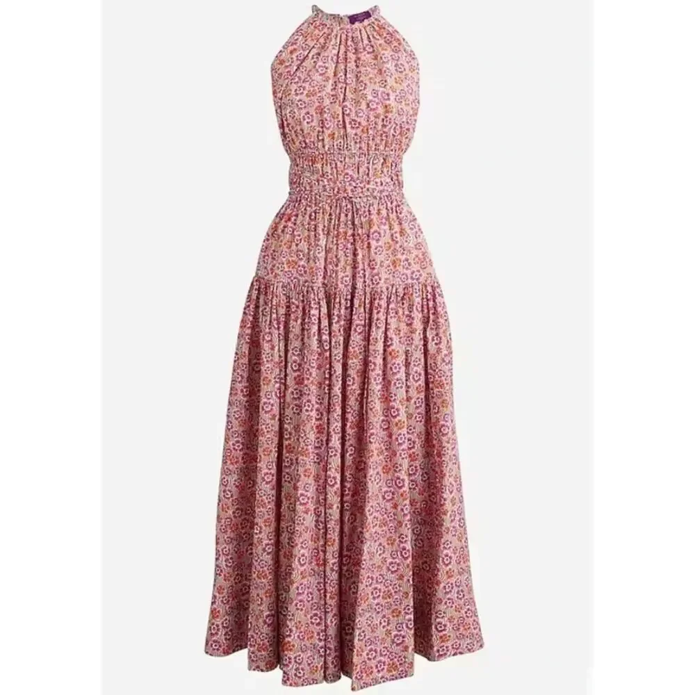 j. crew‎ tie-waist halter floral dress liberty ellie fabric ca089 women xxsmall